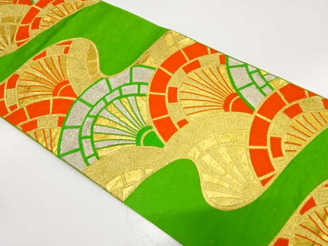 JAPANESE KIMONO / ANTIQUE FUKURO OBI / SILK / WOVEN MIST & GENJIGURUMA